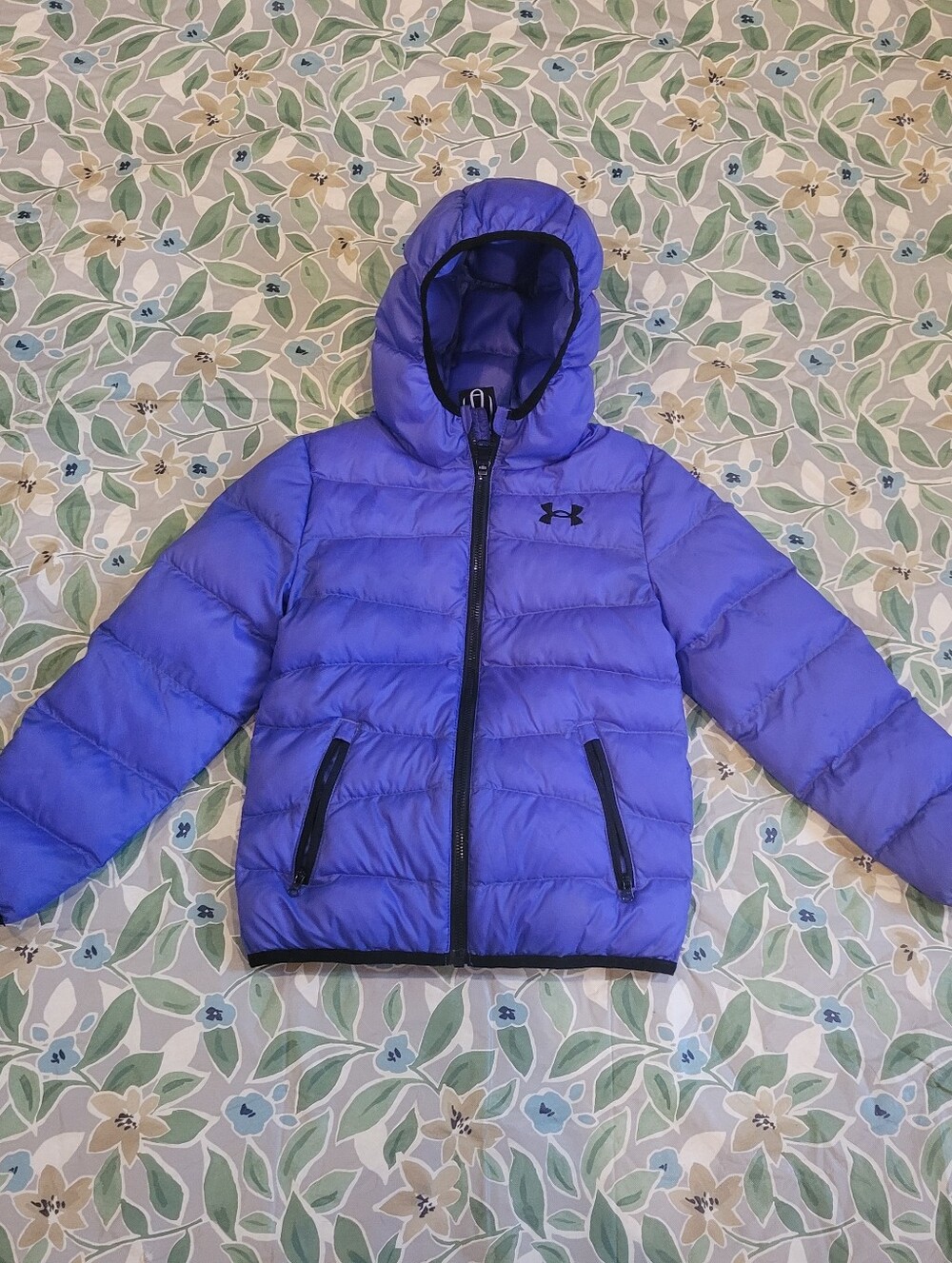 New Girls Size 6 Under Armour Pronto Hooded Puffer Jacket Purple